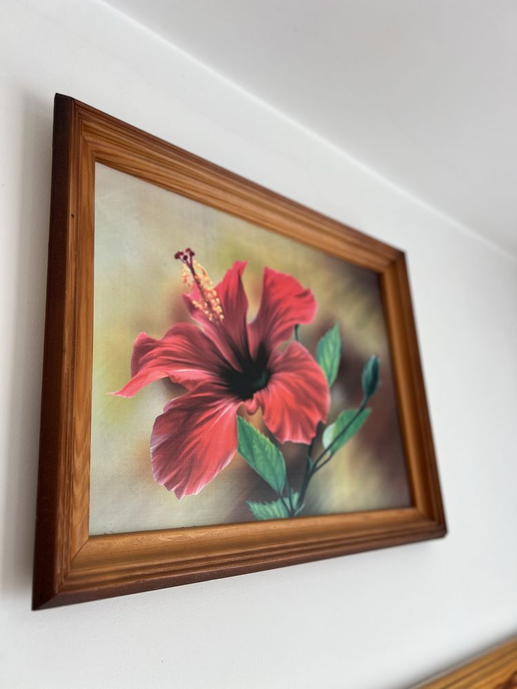 Obraz drewniany z kwiatem