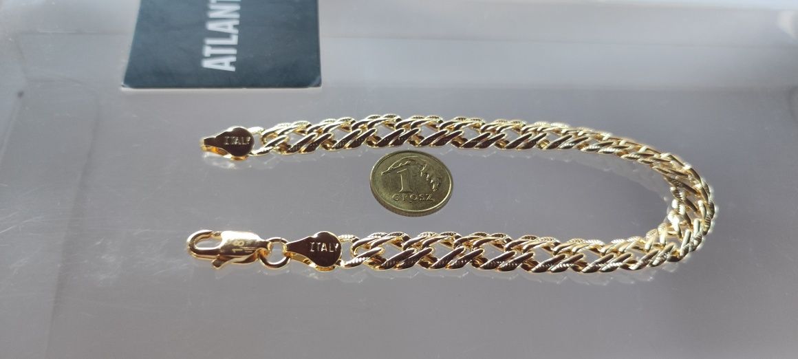 Bransoletka, łańcuszek,naszyjnik, złoto, srebro,585,Nowa Bransoletka