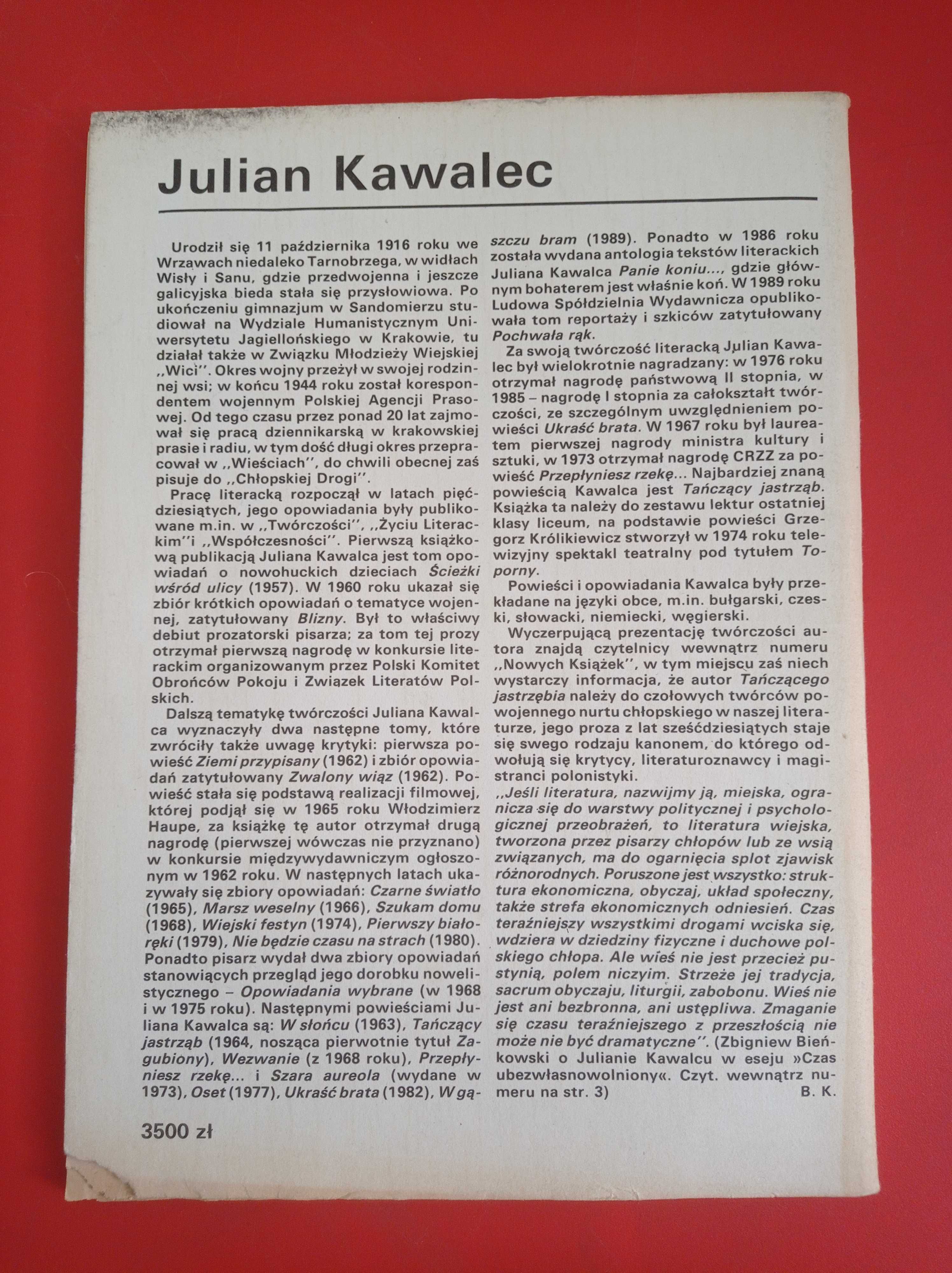 Nowe książki, nr 1 styczeń 1990, Julian Kawalec