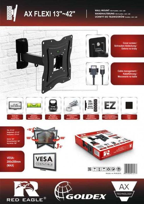 UCHWYT do telewizora Mocny TV FLEXI 13-42 Red Opticum