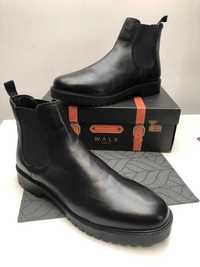 Botki Walk London Sean Chelsea Boot Skóra - męskie, czarne, rozmiar 45