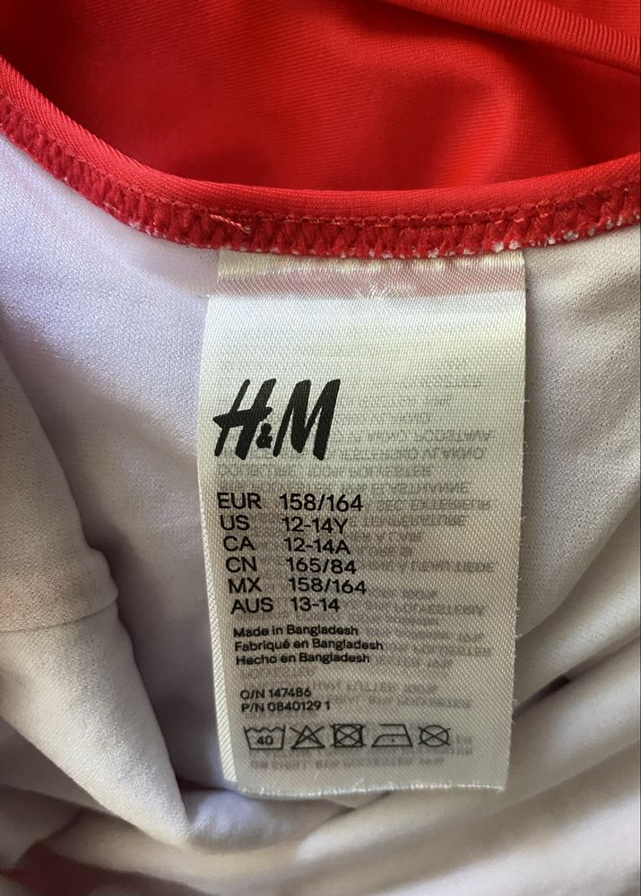 Strój kapielowy h&m rozmiar 158/164 czerwony w groszki kropki