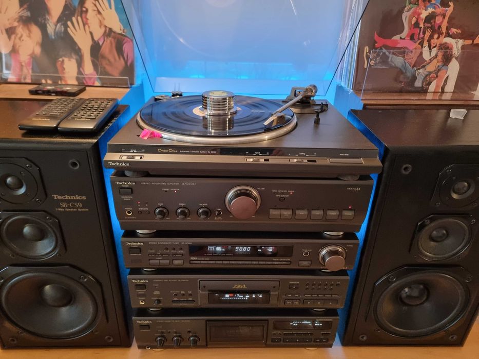 Wieża Technics 2 piloty kolumny gramofon +