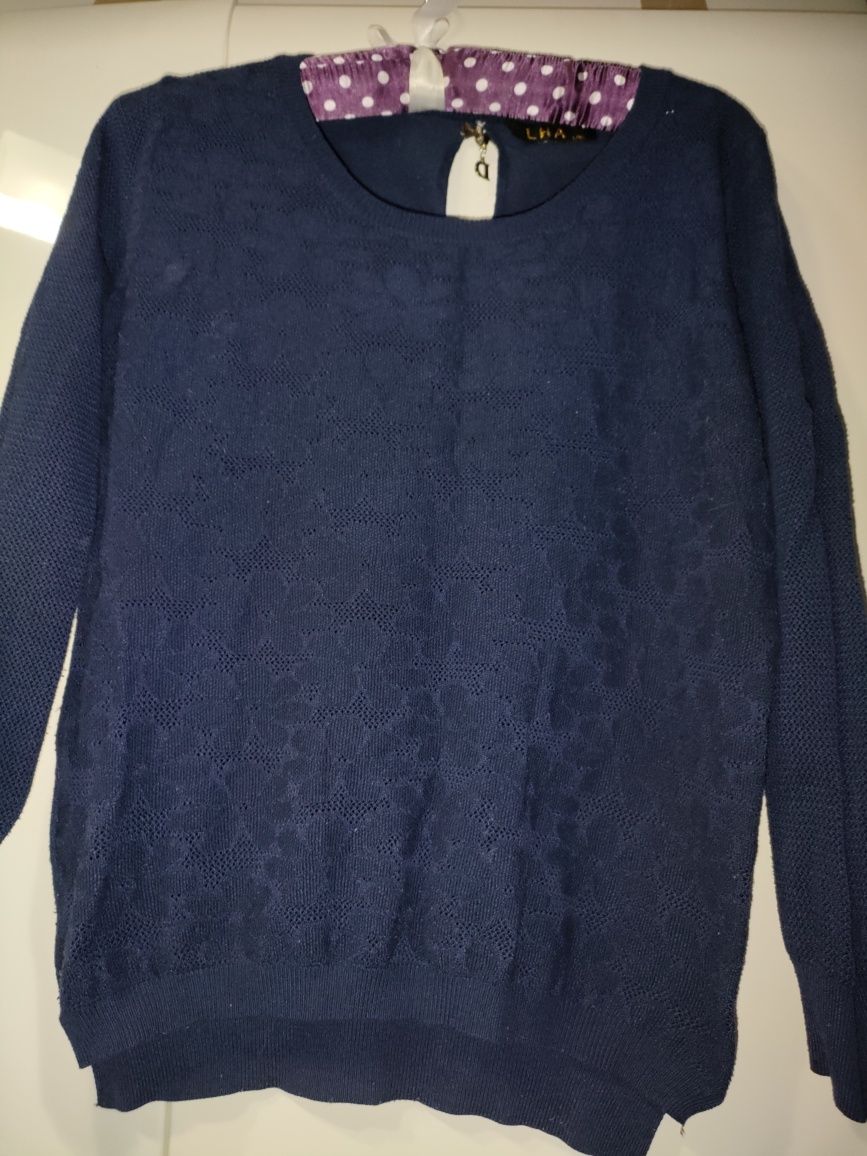 Sweter granatowy L XL