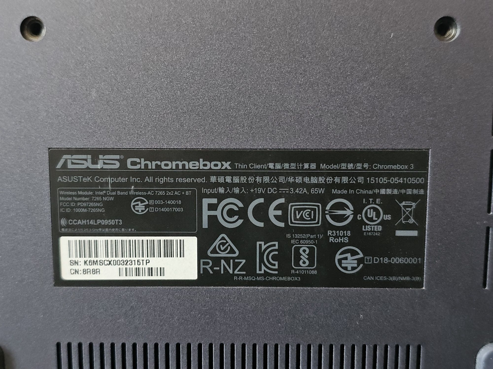 MiniPC Asus Chromebox 3 7265 NGW, i3, 8GB RAM, 32GB SSD, BT, ChromeOS
