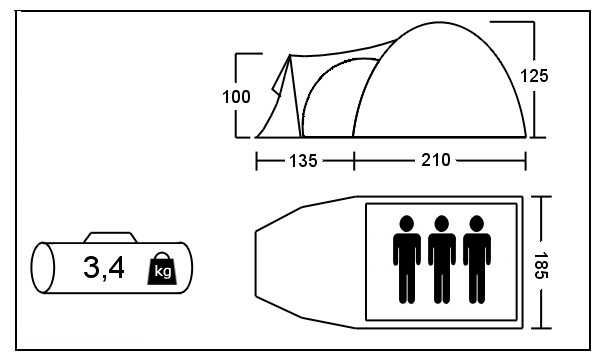 Палатка 3-х місна (двошарова) Acamper (Польща) MONSUN 3 OLXдоставка