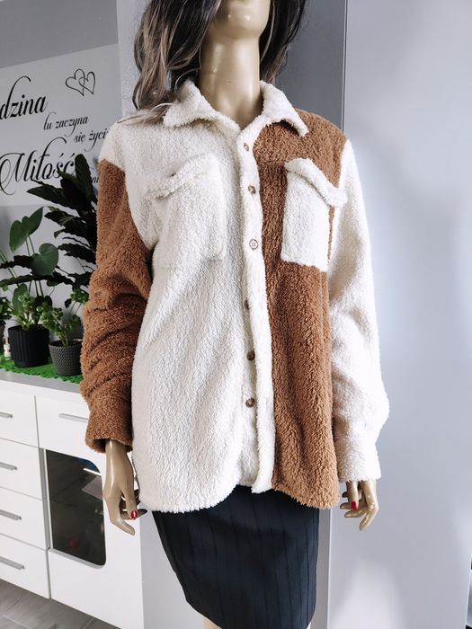 Modna koszula oversize typu teddy lekka kurtka jesienna rozmiar 36 38