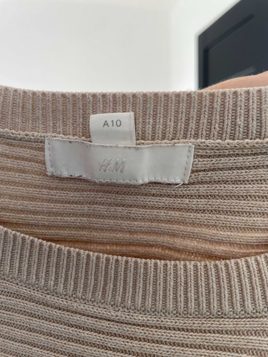 Bawełniany sweter kremowy nietoperz oversize H&M 38