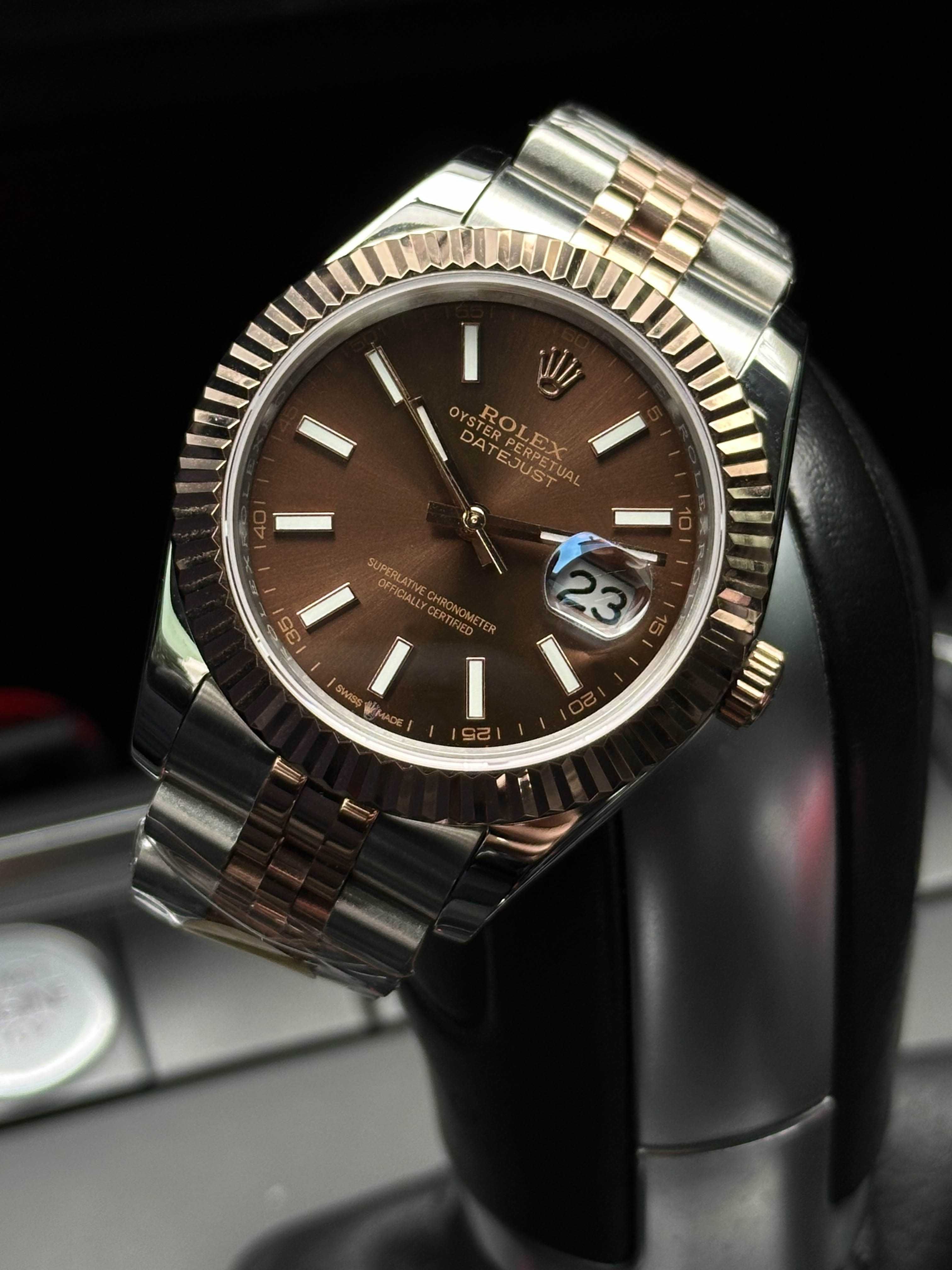 Швейцарские часы Rolex Datejust Chocolate Rose Gold. Топ качество