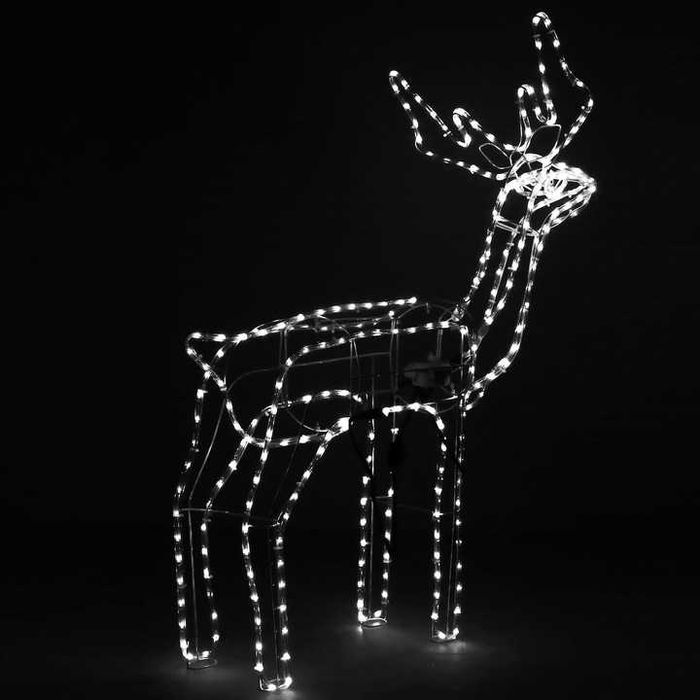 RENIFER Z RUCHOMĄ GŁOWĄ 3D Led Świecący zewnętrzny Duży xxl Biały