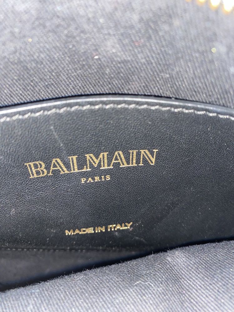Oryginalna torebka Balmain Paris czarna skórzana