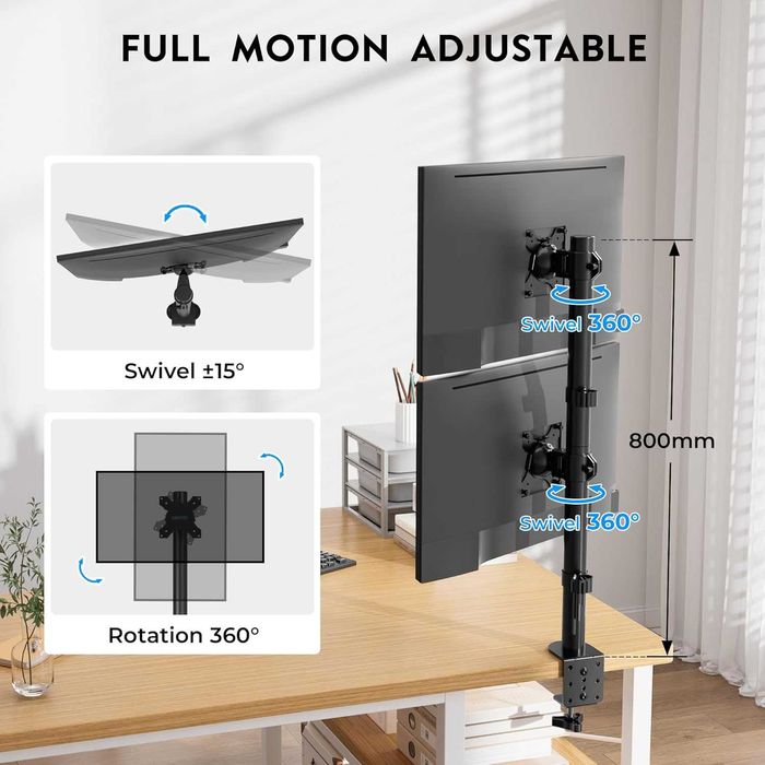 VESA Monitor Stand – Two Monitors, Vertical Orientation, with Desk Clamp64737751979777122