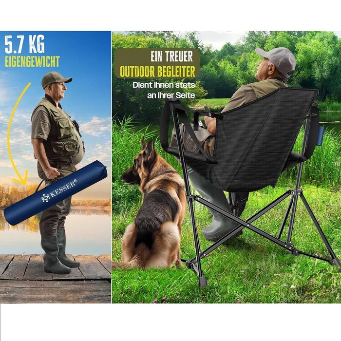 Składane Krzesło Wędkarskie Bujane 160 KG KESSER