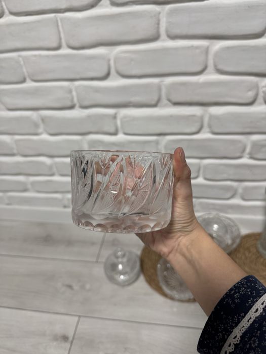 Хрусталь ваза цукерниця з кришкою салатник піала кришаль 90-х років