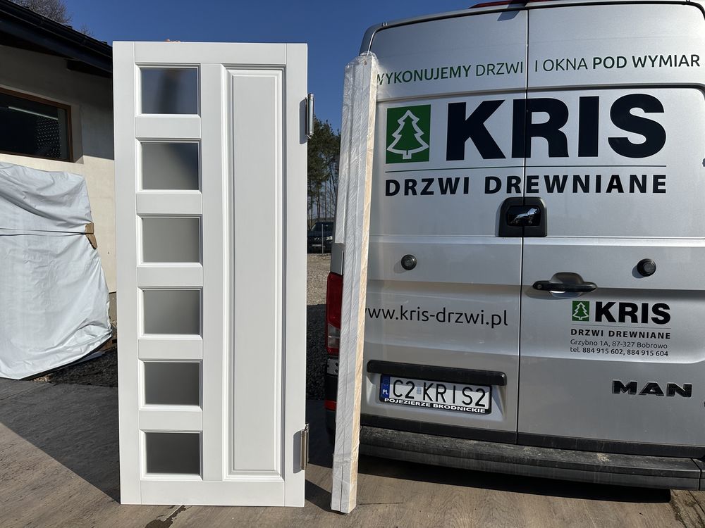 Drzwi drewniane Wahadłowe OD RĘKI Cała Polska Na wymiar zielone białe