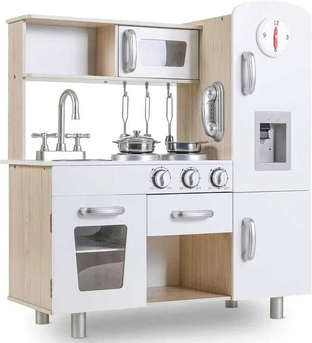 Drewniana kuchnia Z Akcesoriami lodówka kostkarka Drewniana Montessori