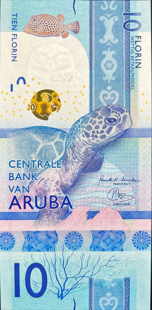 Банкнота Аруби  10 флорінів  2019 року UNC