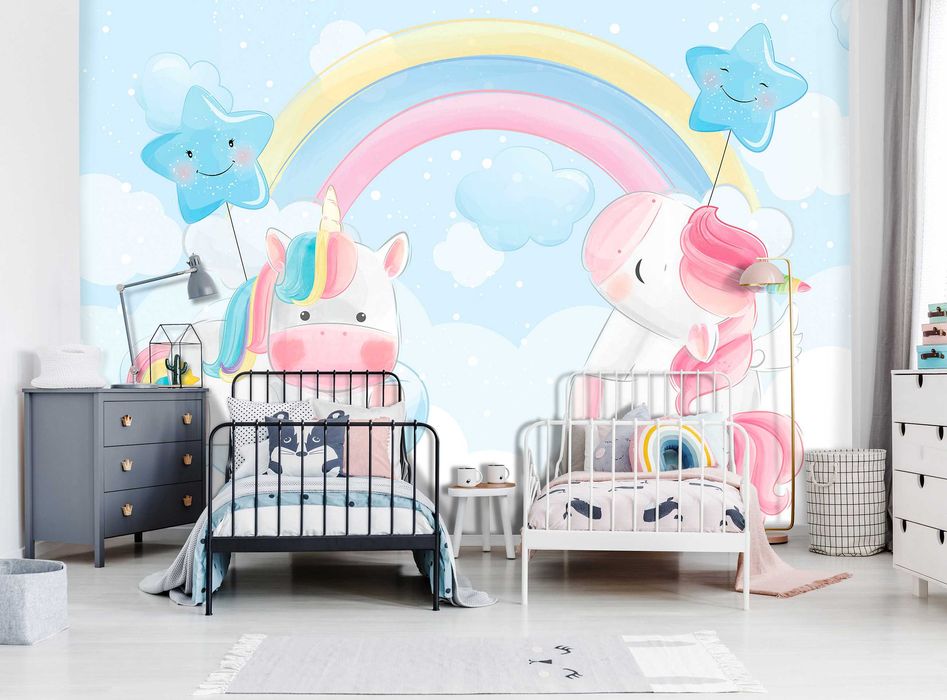 Fototapeta Tęcza Jednorożce Dla Dzieci Dziecka 3D Twój Rozmiar + KLEJ
