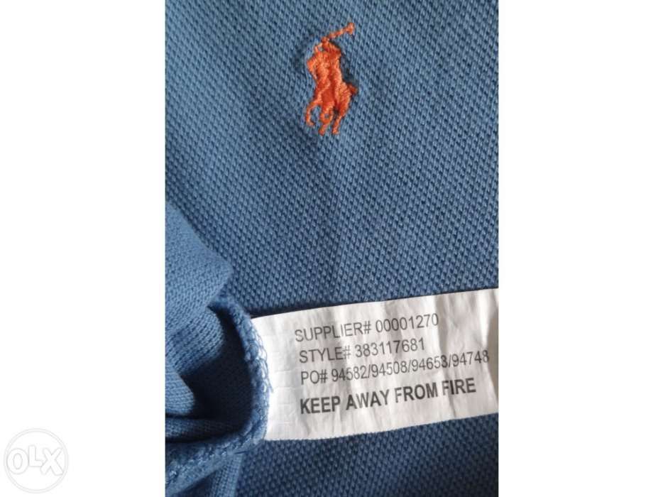 Pólo - ralph lauren - azul claro - tamanho m ( 10 a 12 anos )