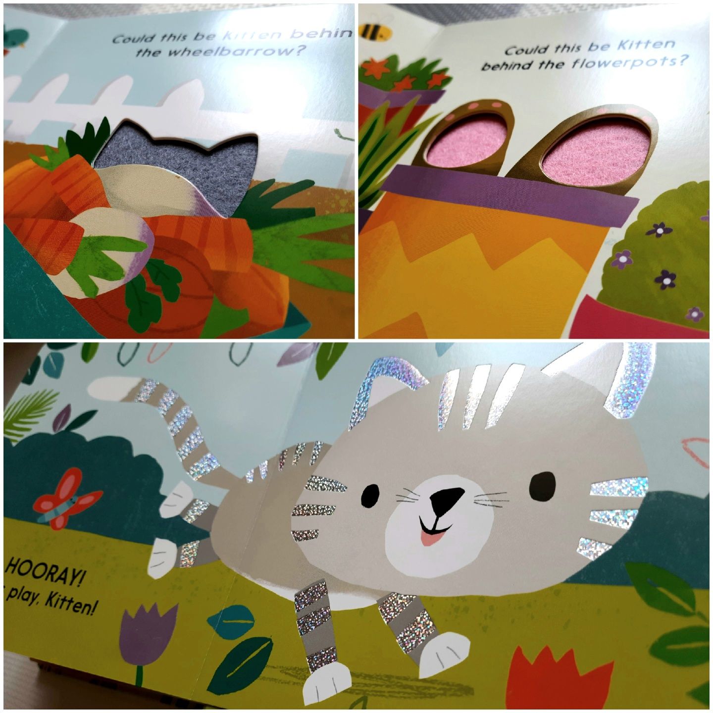 Let's Find The Kitten książeczka po angielsku z okienkami sensoryczna