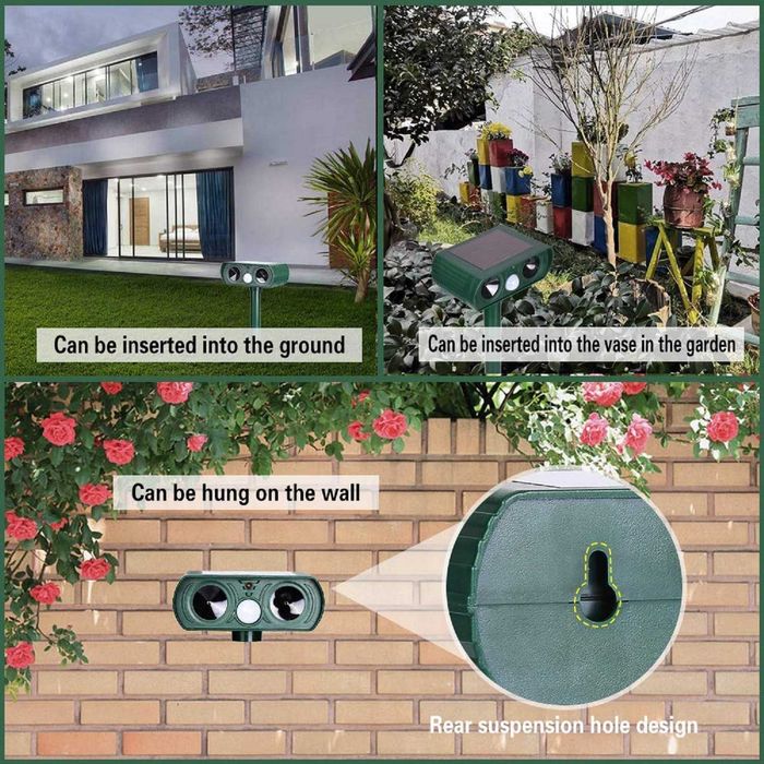 Solarny ultradźwiękowy odstraszacz ptaków kotów zwierząt