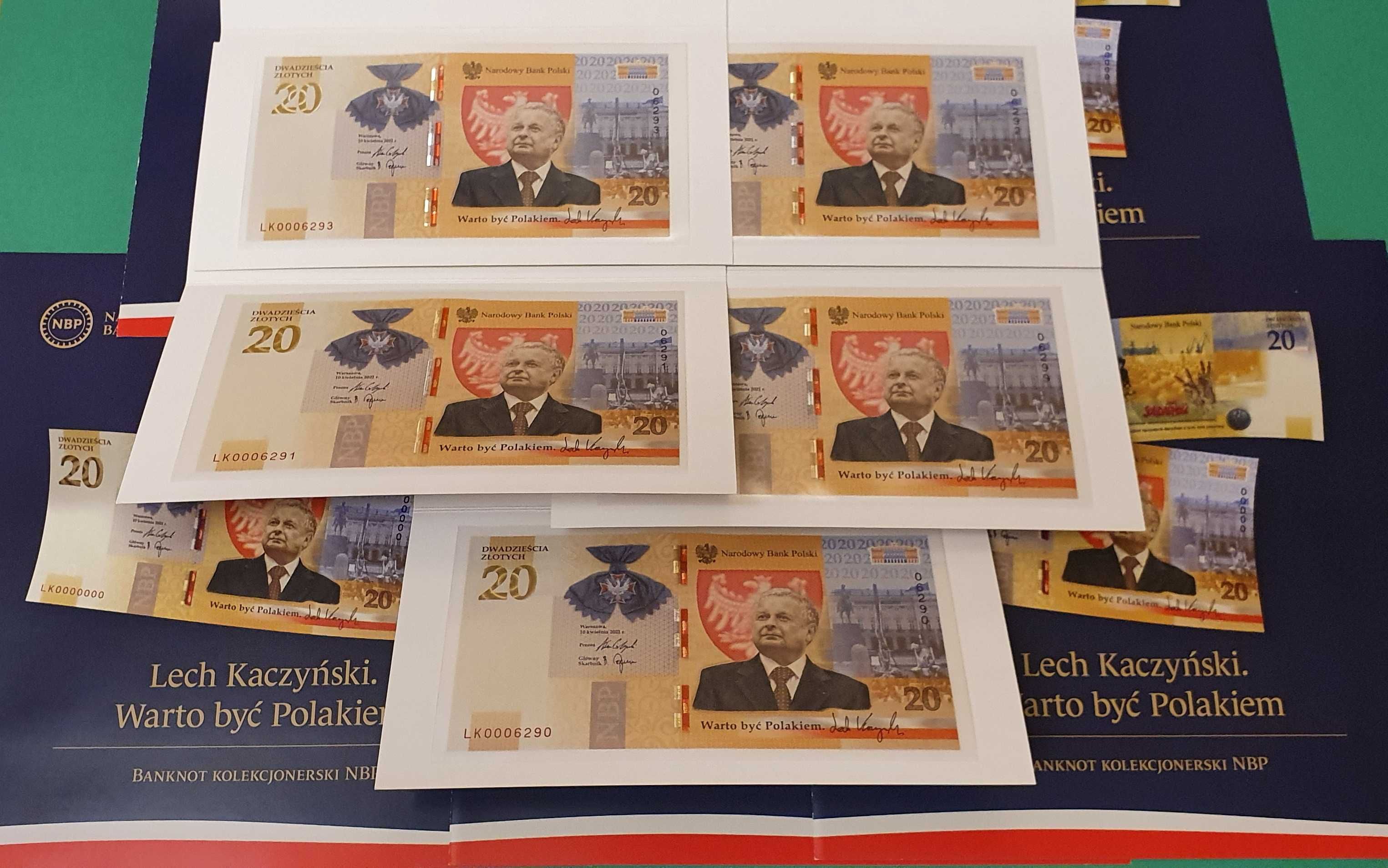 Banknot kolekcjonerski 20 zł - Lech Kaczyński + folder gratis