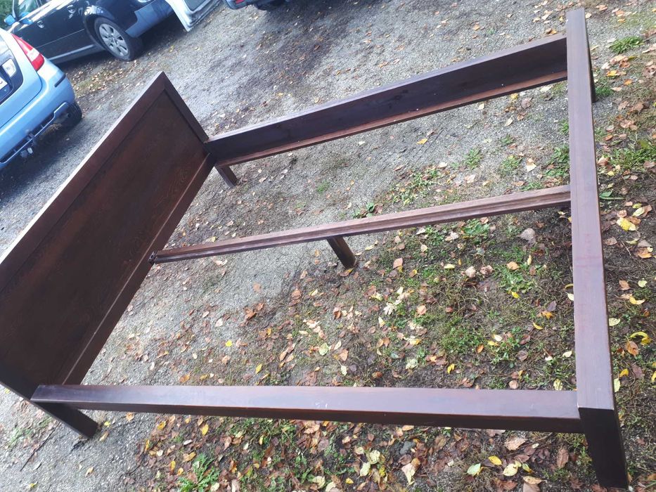 Lozko drewniane proste dwuosobowe sypialnia bejcowane sosnowe