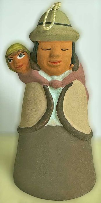 Sineta de Mesa em Terracota do Peru, Novo e Raríssimo