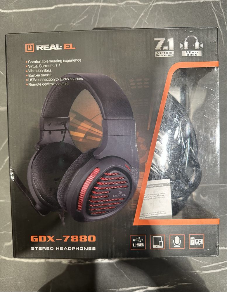 Игровые наушники REAL-EL GDX-7880 7.1 Поштучно/ОПТ СМОТРИТЕ ОПИСАНИЕ