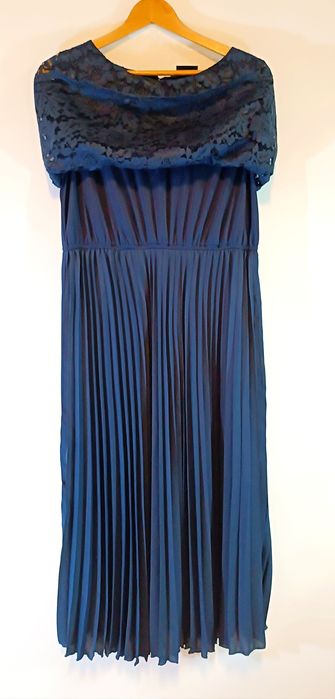 NOWA elegancka sukienka koronka/plisowany dół r. 42