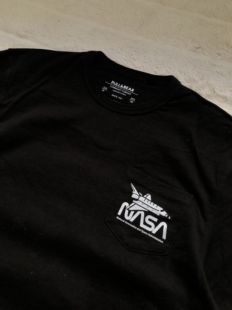 PULL&BEAR (M) NASA футболка мужская черная НАСА ТИШКА оригинал