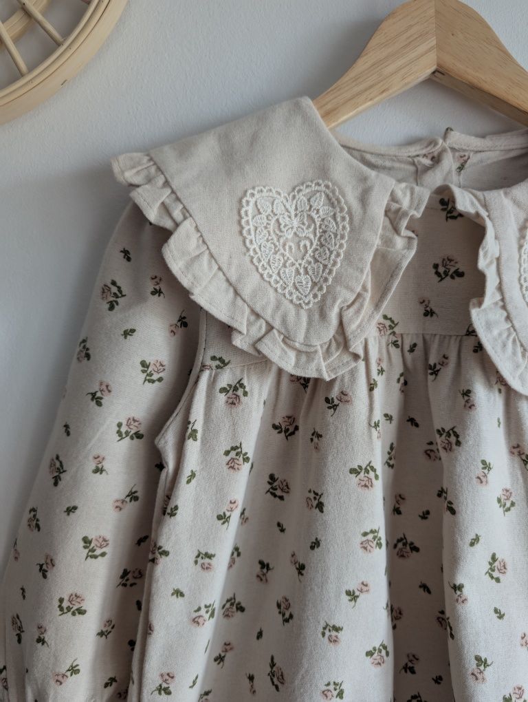 Piękna sukienka 110 vintage retro z kołnierzykiem urodziny sesja