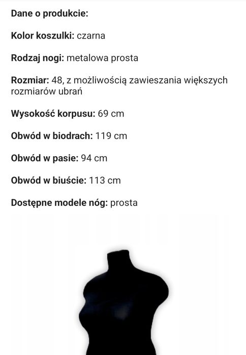 Manekin krawiecki plus size rozmiar 48,