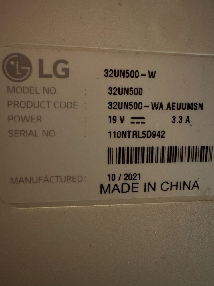 Monitor LG 32UN500 4K HDR - avariado para peças