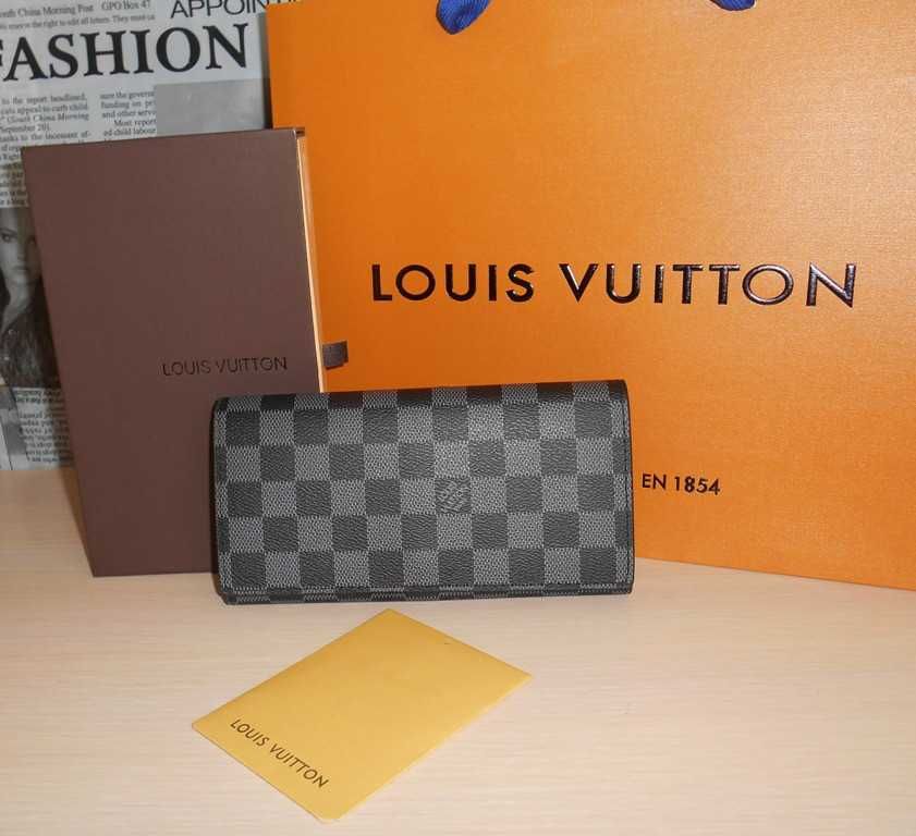 LOUIS VUITTON Portfel Grafit Damier Canvas meski damski, skóra 61702