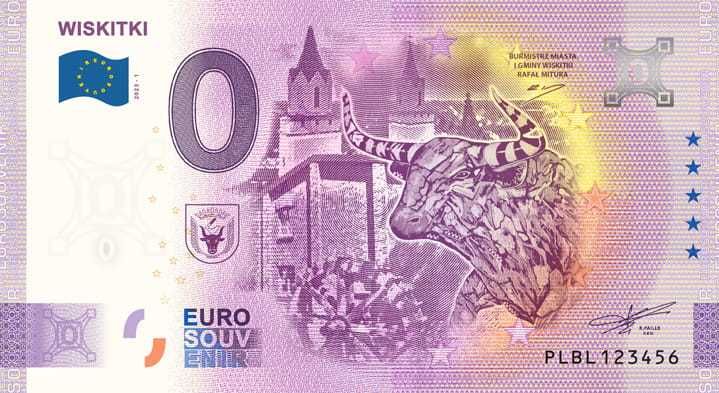 Banknot 0 euro souvenir Miasto i Gmina Wiskitki