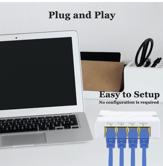 Revotech 3 Porty Gigabit PoE Przedłużacz 3w1