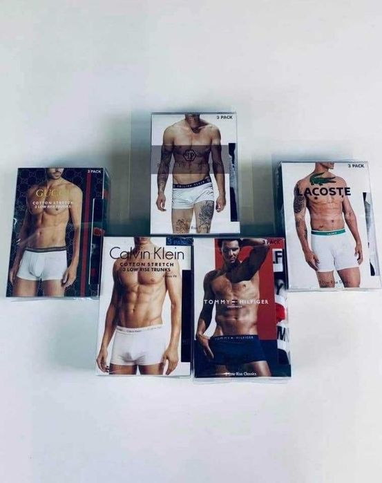 Nowe Bokserki Męskie 3pak CK Tommy Hugo Armani Calvin Gucci Versace