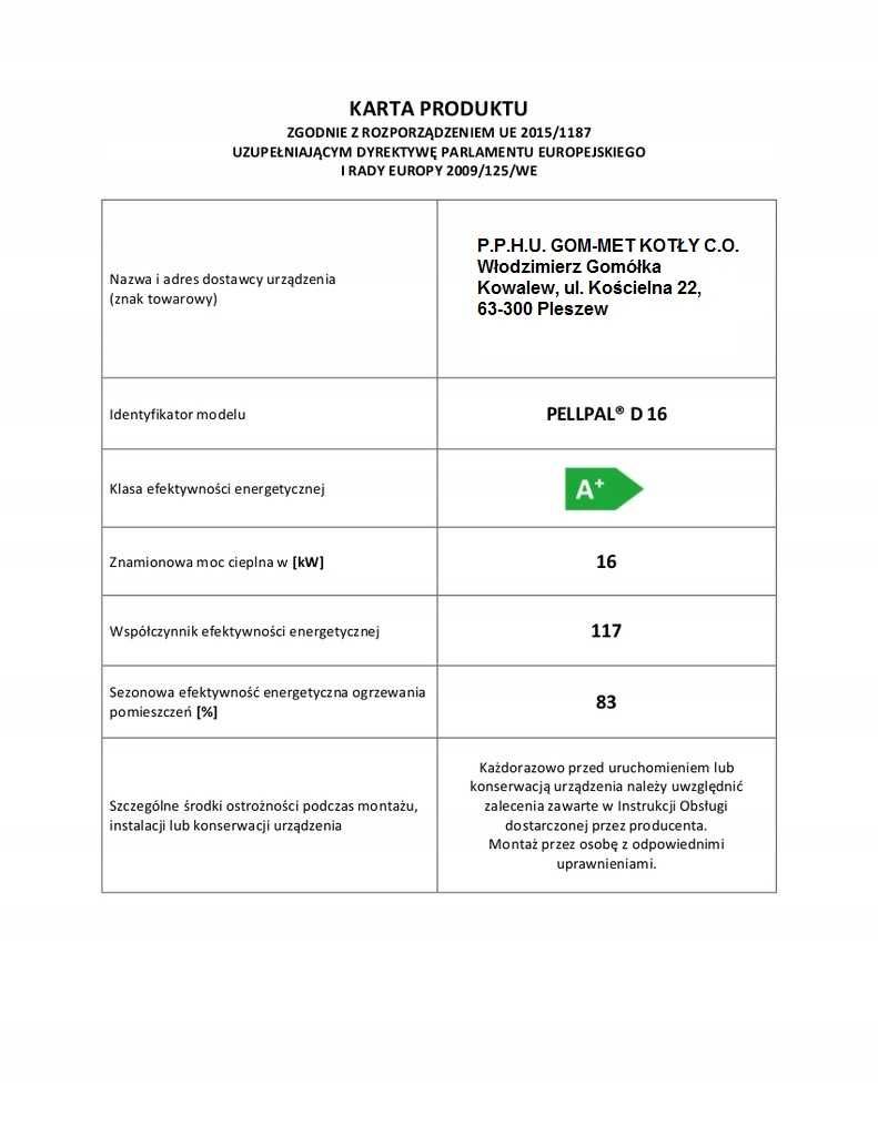 Kocioł piec na drewno PELLPAL D 16 kW 5 klasa i ecodesign
