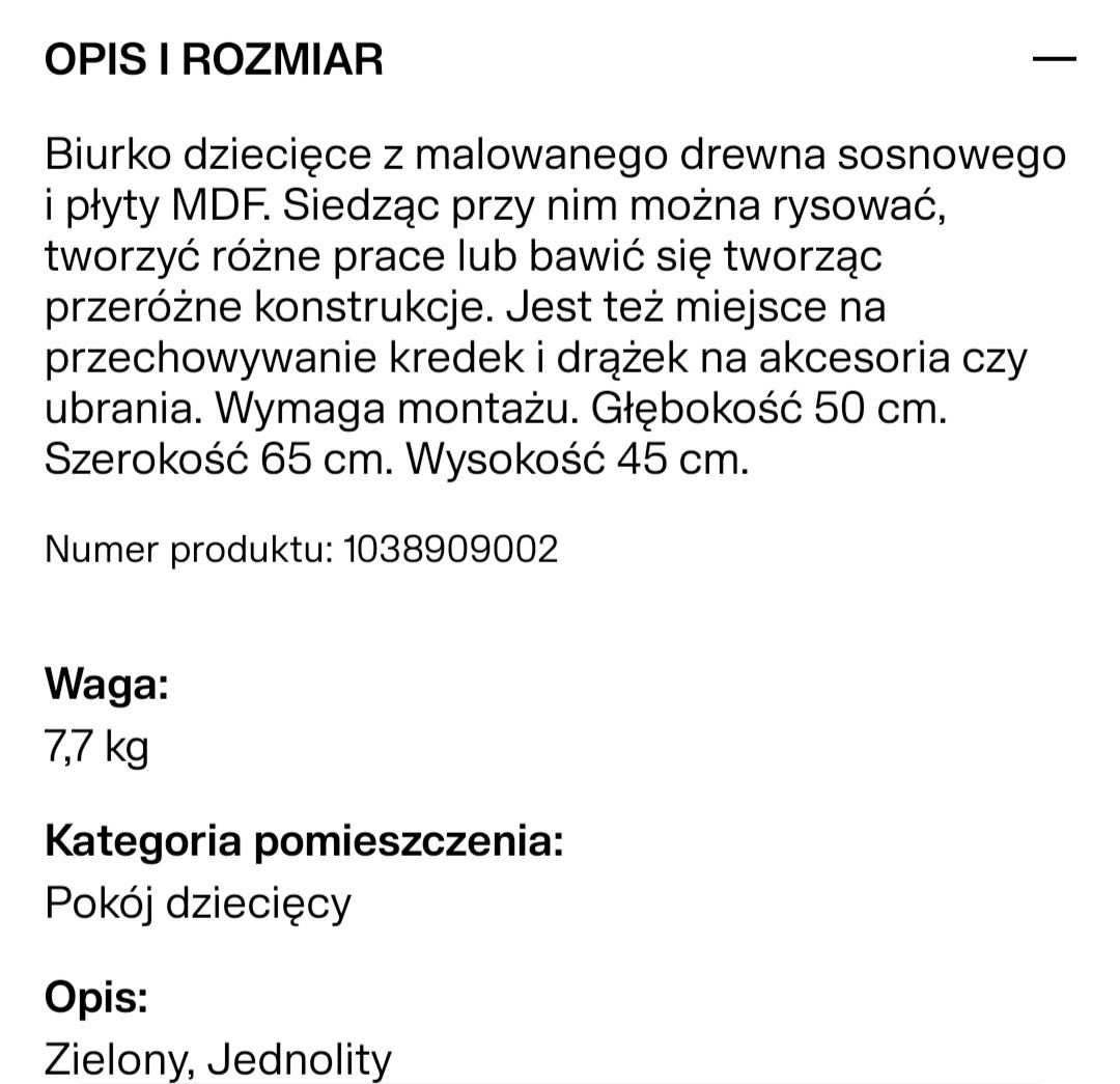 NOWE biurko H&M dla dziecka stolik dziecięcy
