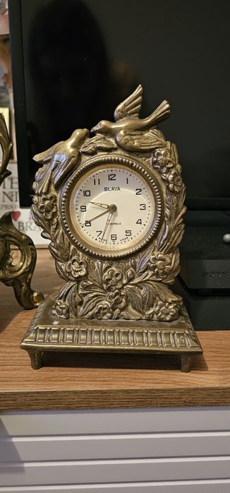Mosiężny stary zegar Slava