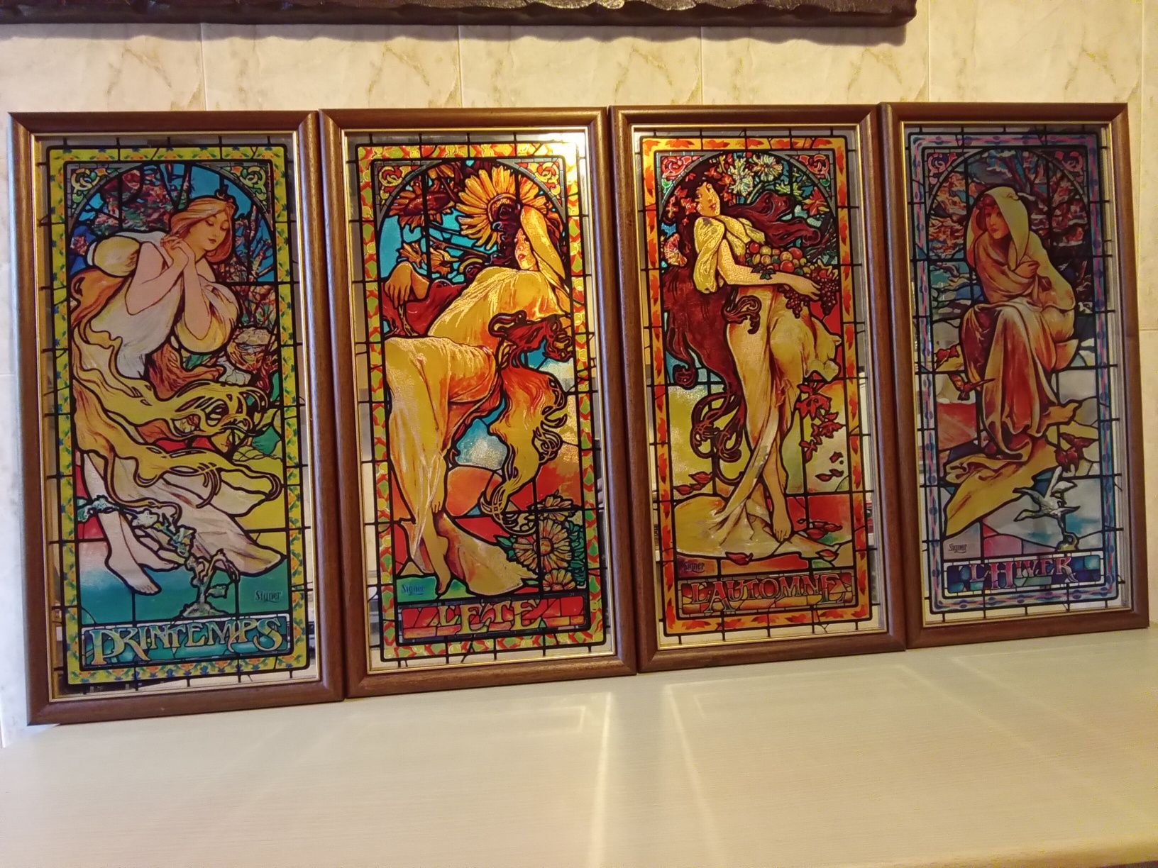 Conjunto 4 Quadros/Espelho Vintage - 4 Estações
