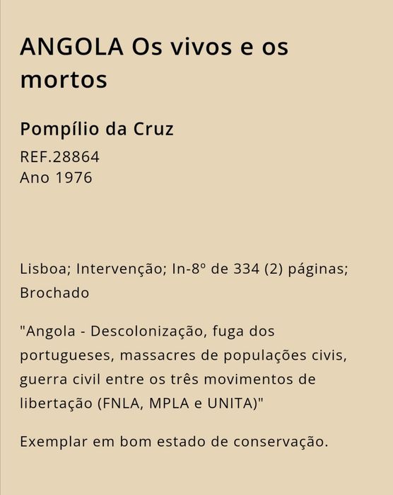 Livro Angola Os Vivos e os Mortos