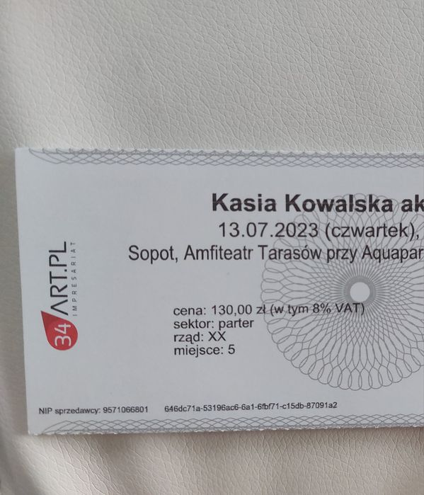 Dwa bilety koncert Kasia Kowalska Sopot