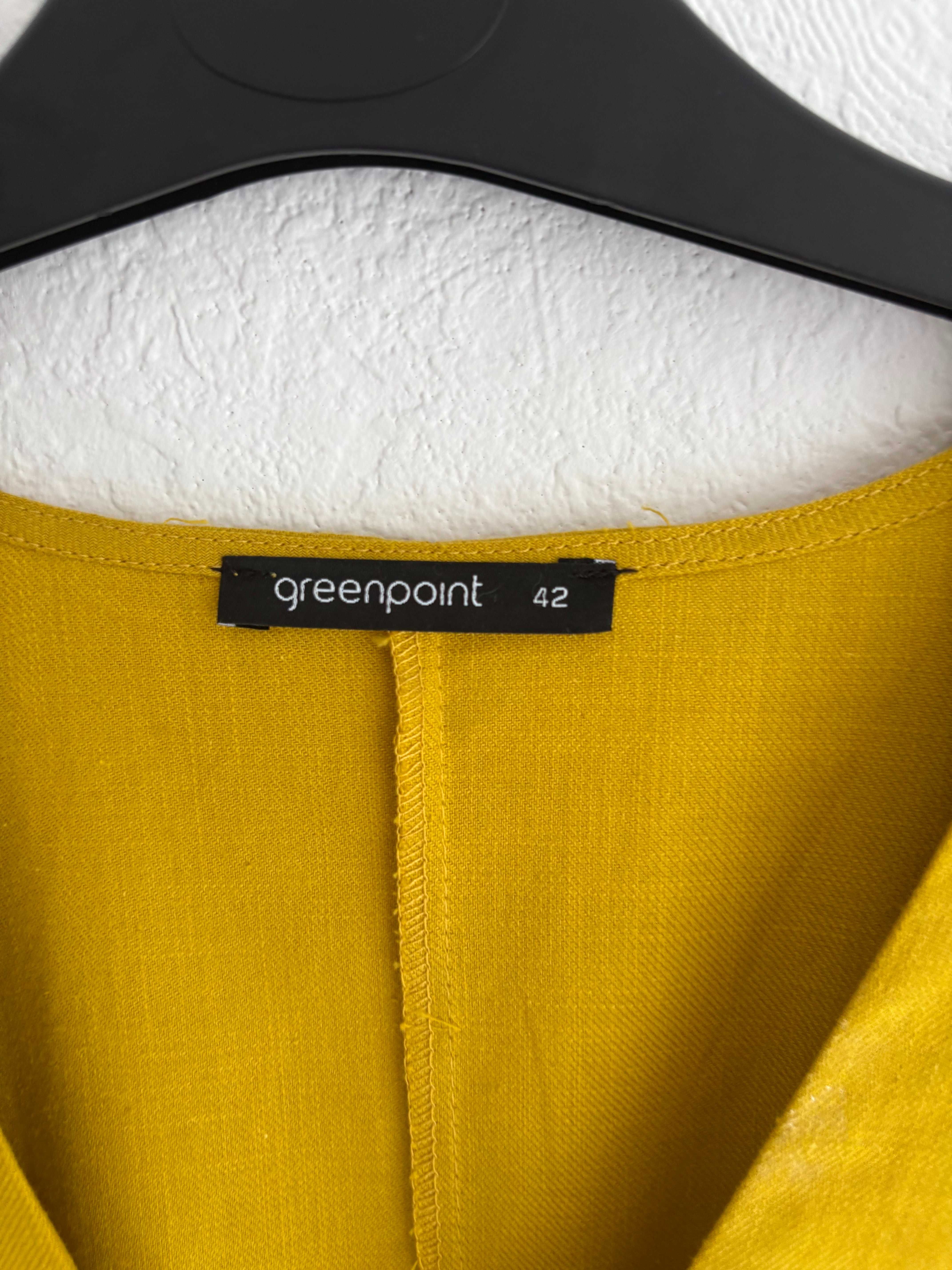 Musztardowa sukienka z dekoltem kopertowym Greenpoint rozmiar 42
