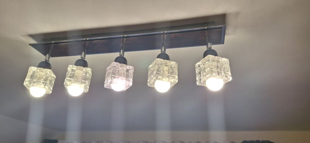 Lampa sufitowa, plafon, listwa na 5 żarówek, kryształek