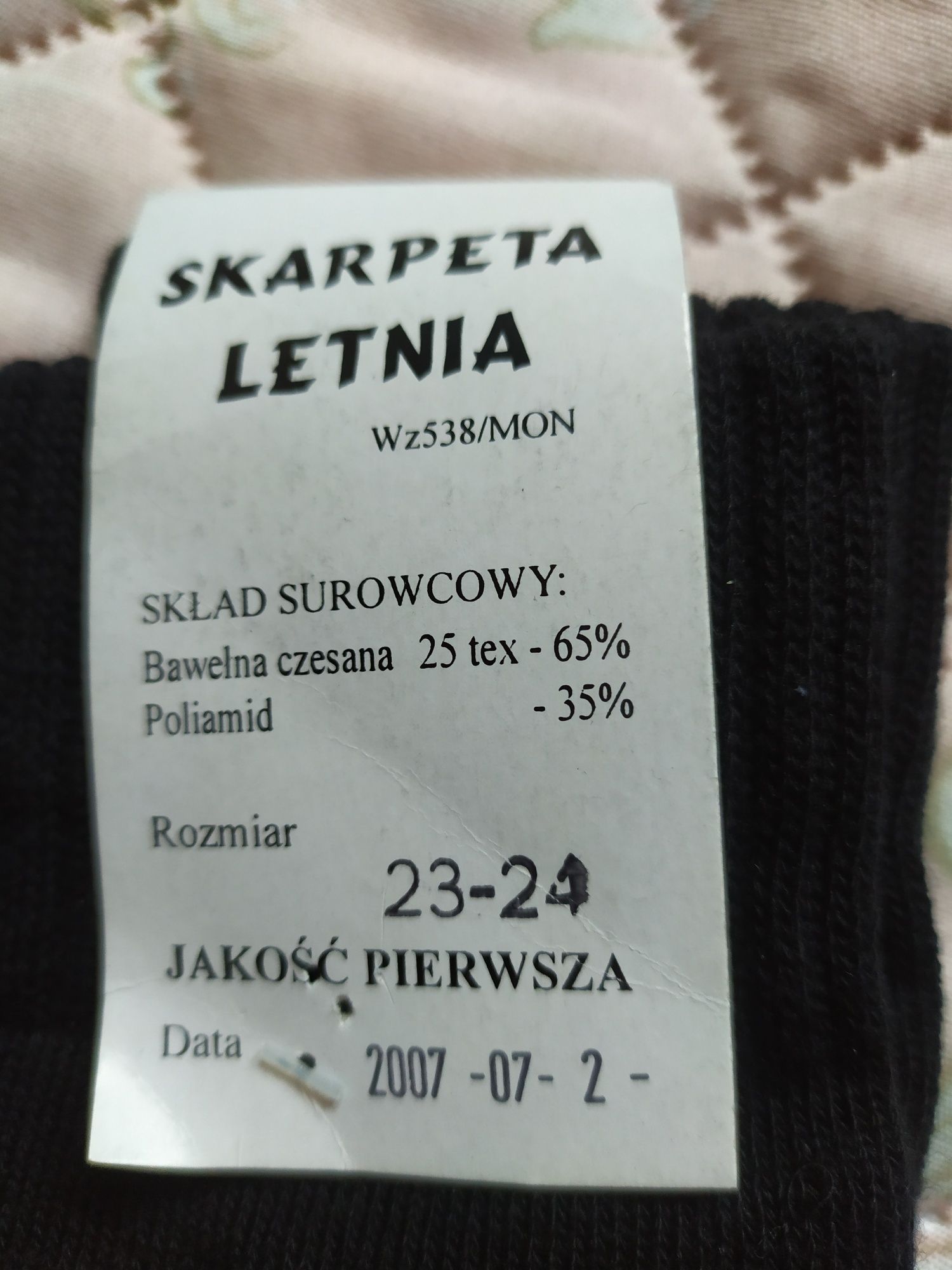 Nowe 2 pary skarpety damskie letnie czarne wojskowe r. 23- 24 (38/39)