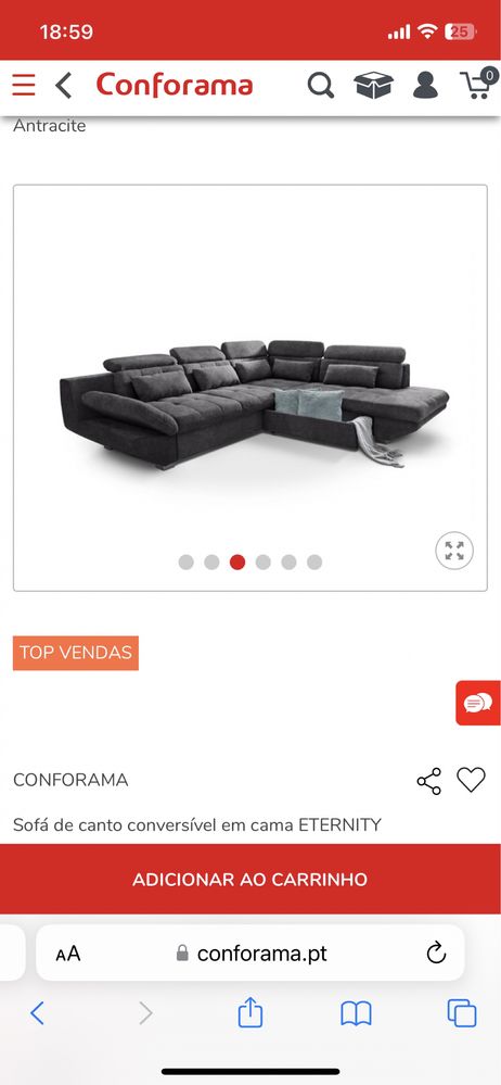 Sofa de canto atracite