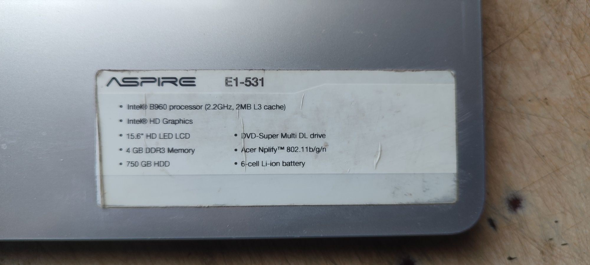 Ноутбук ASER ASPIRE E1-531