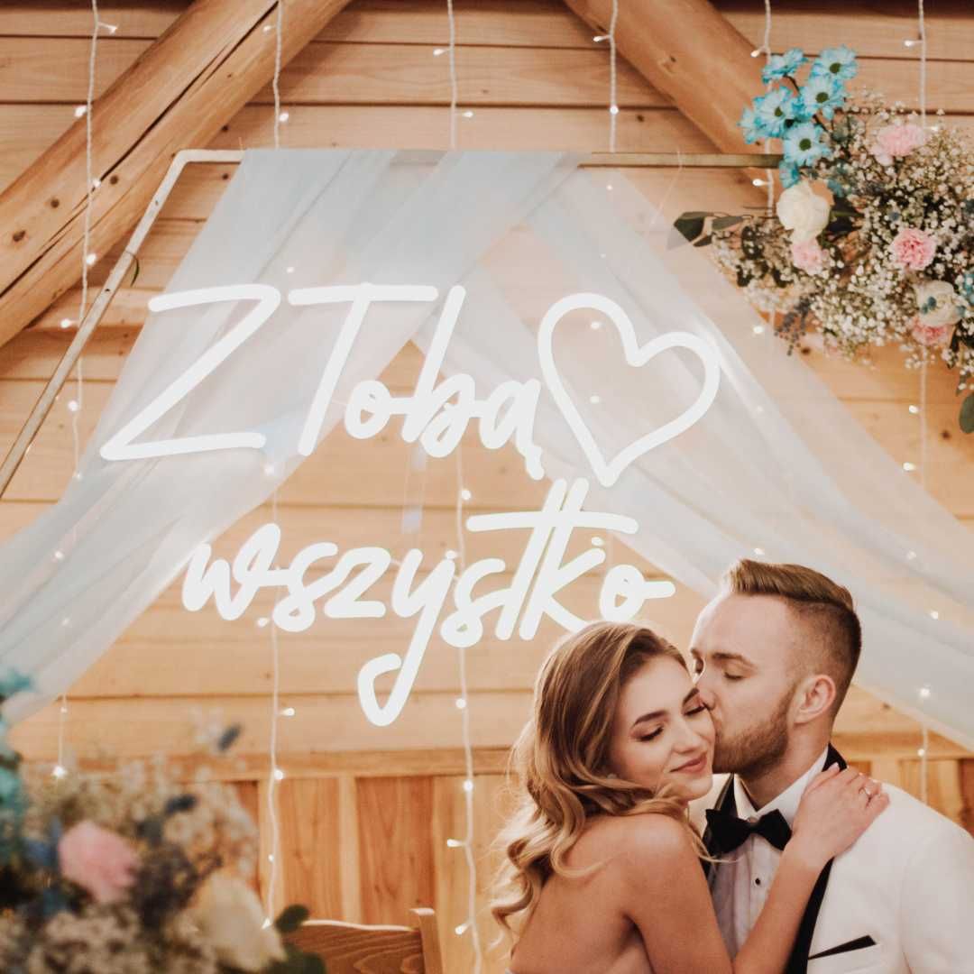 I żyli długo i szczęśliwie neon ledon napis led
